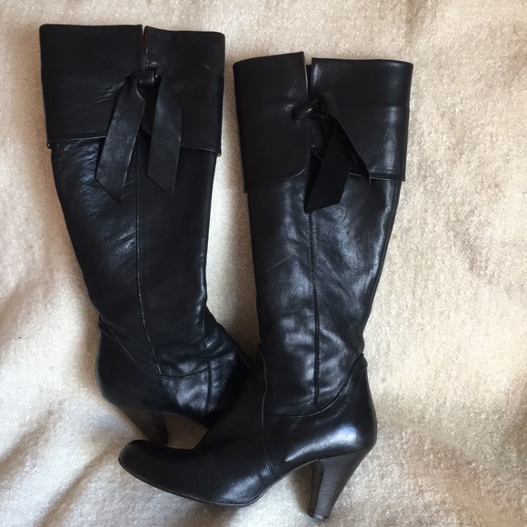 Vera cuoio boots 3 inch heel black leather Sz 8 - Picture 7 of 8